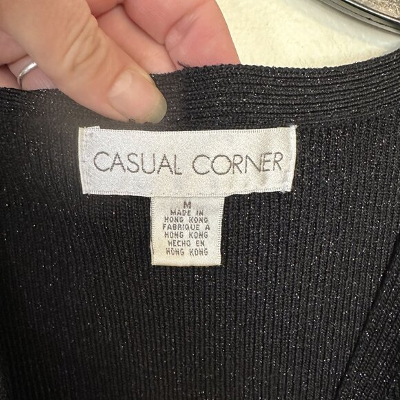 Vtg Black Sleeveless Wrap Tank Top Y2K Medium Metallic Evening Womens - Picture 2 of 7